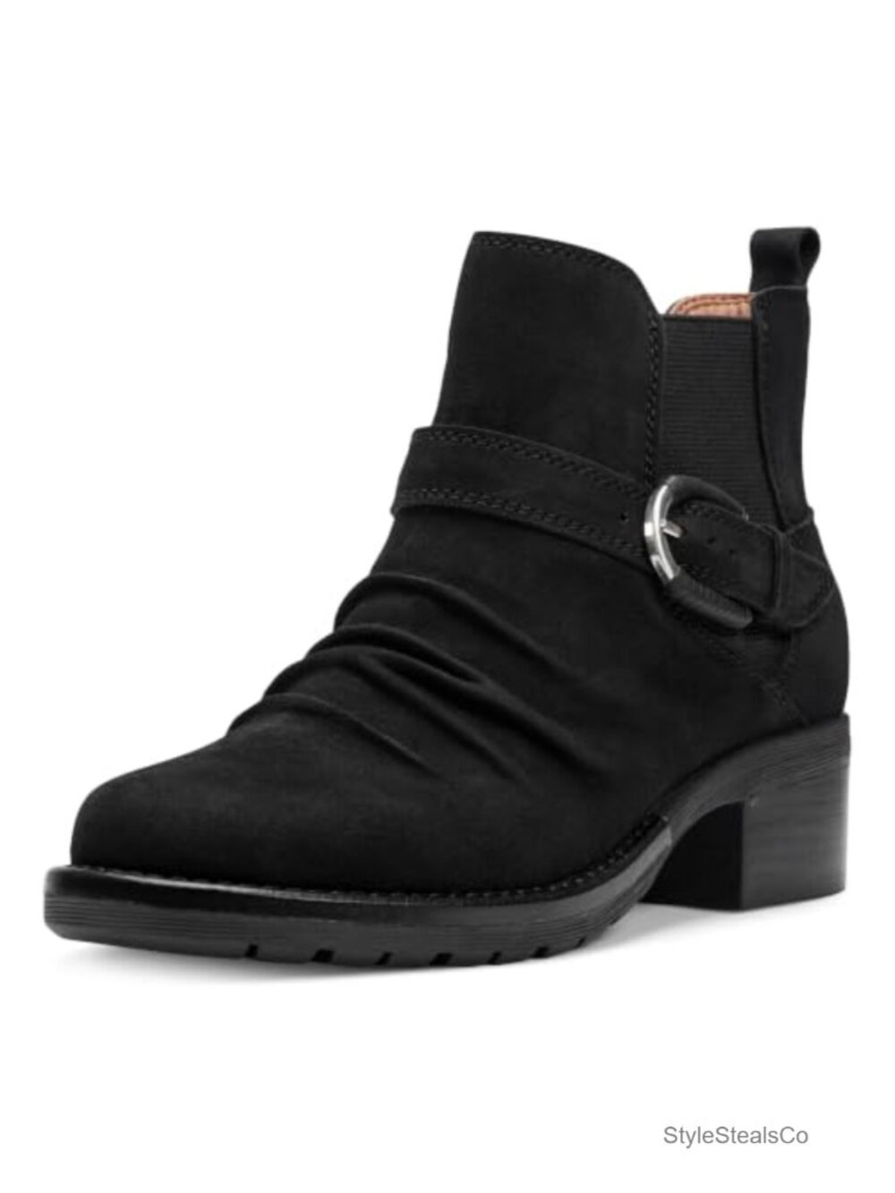 Earth Zane Ankle Bootie Leather Block Heel Cushioned Insole Casual